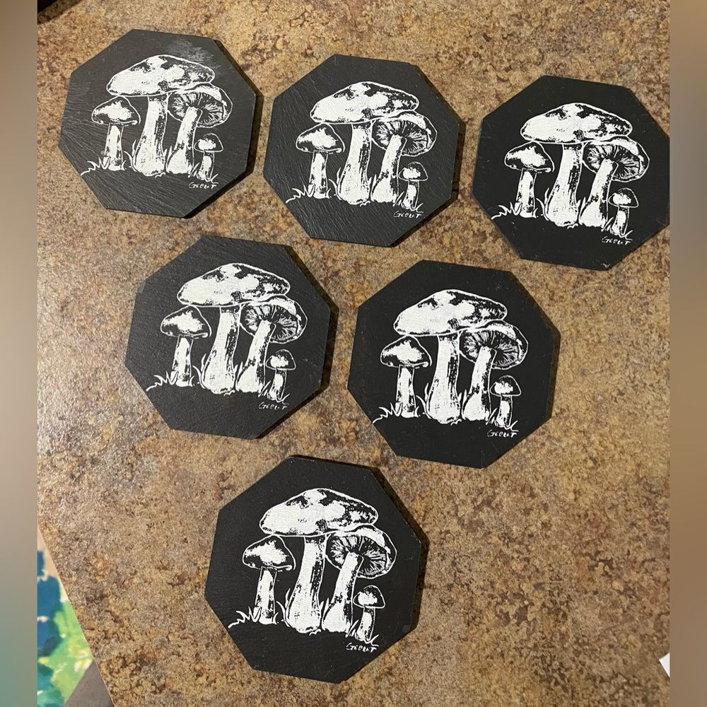 Coasters Mushroom Pennsylvania Slate Capozzolo Slate Co. set of 6